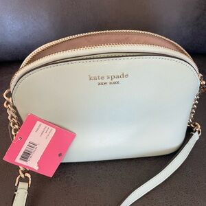 Kate Spade Light Green Pastel Crossbody Bag with Silver Accents